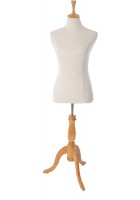 Display And Dressmaking Form White With Wooden Stand