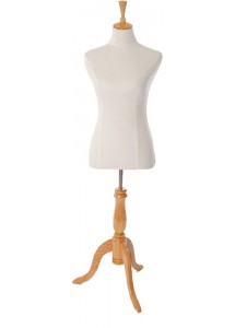 Display And Dressmaking Form White With Wooden Stand