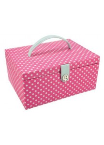 Sewing Box Hot Pink White Polka Dot