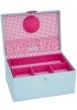 Large Blue Sewing Box With Pink Polka Lining