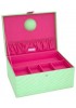 Medium Green Gingham Sewing Box With Pink Lining